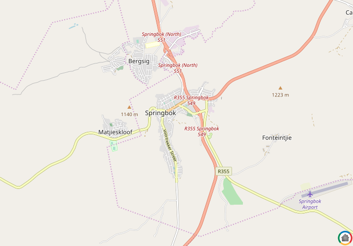 Map location of Springbok